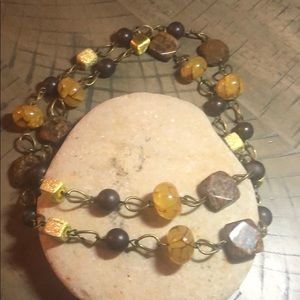 💎Brown, yellow and gold bead necklace 30 inches